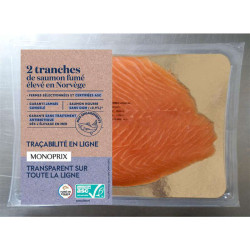 MONOPRIX Saumon Fumé élevé En Norvège 2 tranches - 70g