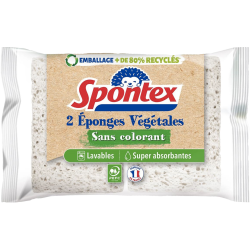 SPONTEX Eponge végétale très vertes grattantes fibre recyclées - x2