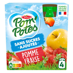 POM'POTES Compote Pomme Fraise - 4x90g