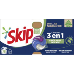 SKIP Lessive Capsules 3 En 1 Fraîcheur Intense X26 - 551g