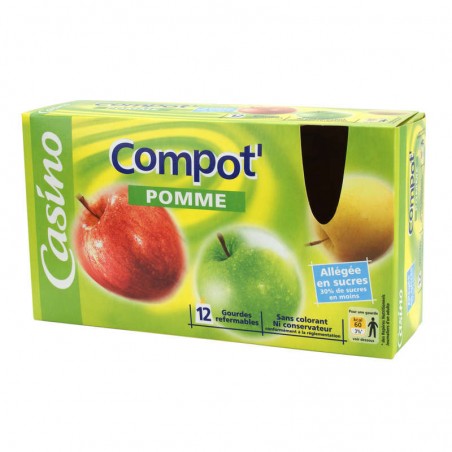 Compote Pomme allégée en sucres - 12x90g