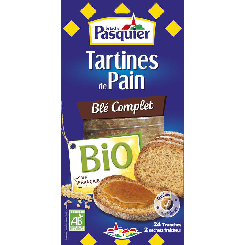 PASQUIER Tartine Pain Blé Complet Bio - 240g