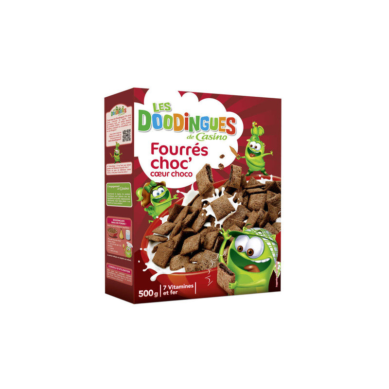 CASINO Céréales fourrées Choc' cœur choco - 500g