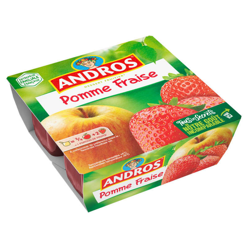 ANDROS Compote Pomme Fraise - 4x100g