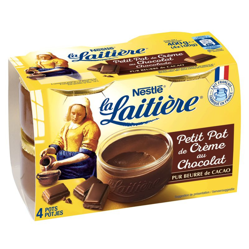 LA LAITIERE Petit pot de crème Chocolat - 4x100g