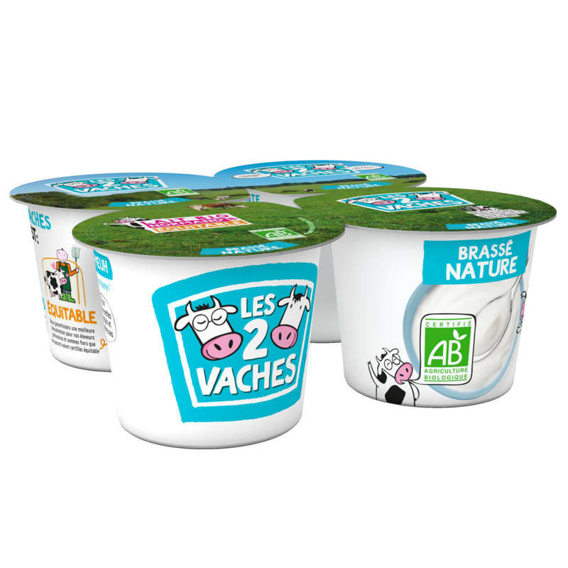 LES 2 VACHES Yaourt Nature Bio - 4x115g
