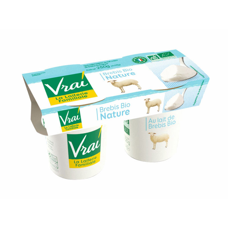 VRAI Yaourt nature lait de brebis Bio - 2x125g