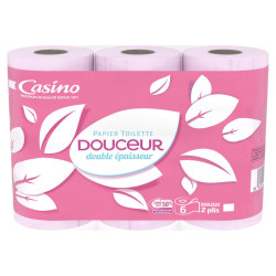 CASINO Papier Toilette Douceur Double Épaisseur Rose - x6