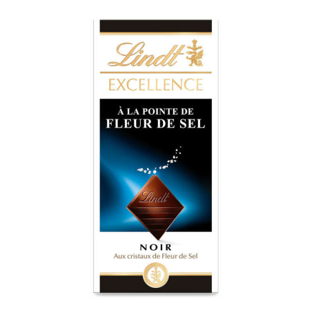 Lindt Excellence Tablette Noir À La Pointe De Fleur De Sel 100g