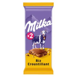 MILKA Chocolat au lait et riz croustillant - 2x100g