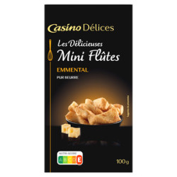 CASINO DÉLICES Mini-flûtes emmental - 100g