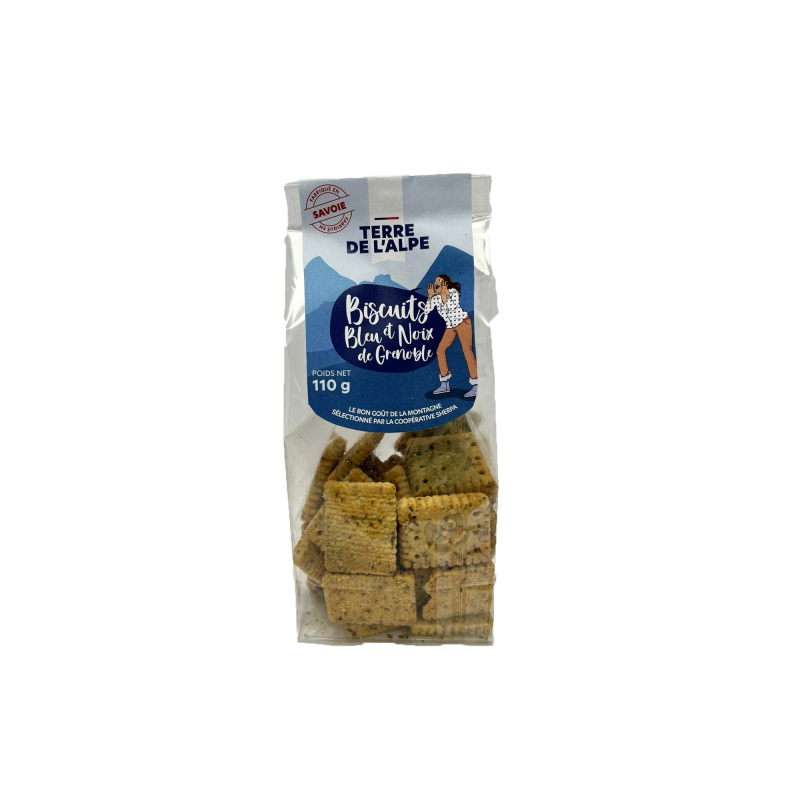 TERRE DE L'ALPE Biscuits Apéritifs Bleu et Noix de Grenoble - 110g