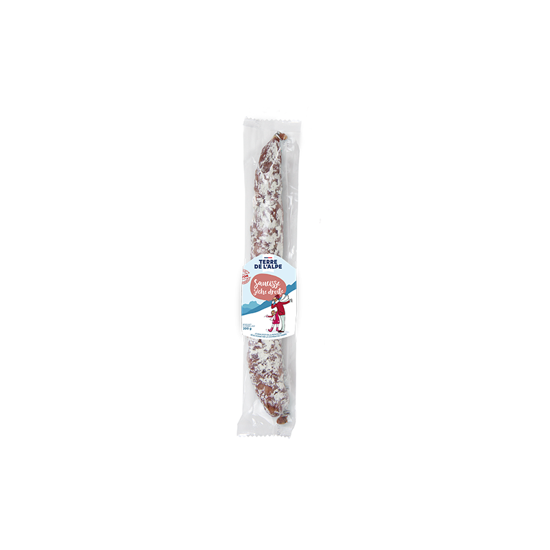 TERRE DE L'ALPE Saucisse sèche droite pur porc - 200g