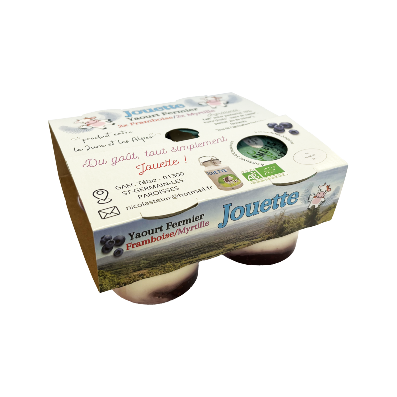 TERRE DE L'ALPE Yaourt fermier bi-couche Framboises Mytilles Bio - 4x100g