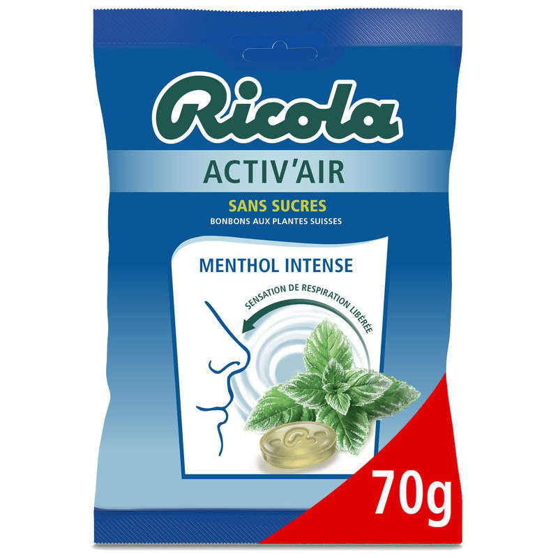 RICOLA Activ'Air Bonbons aux Plantes Sans Sucres Menthol - 70g