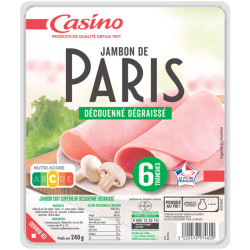 Casino Jambon de Paris - Découenné dégraissé - 6 tranches - 240g