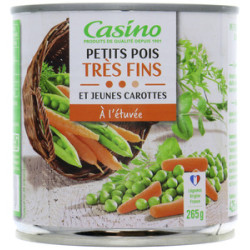CASINO Petits pois très fins et jeunes carottes à l'étuvée - 265g
